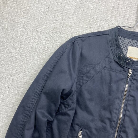 Y2K Diesel Moto Biker Jacket Women’s Size S Washed Navy Blue Zip Up Vintage - Picture 3 of 14